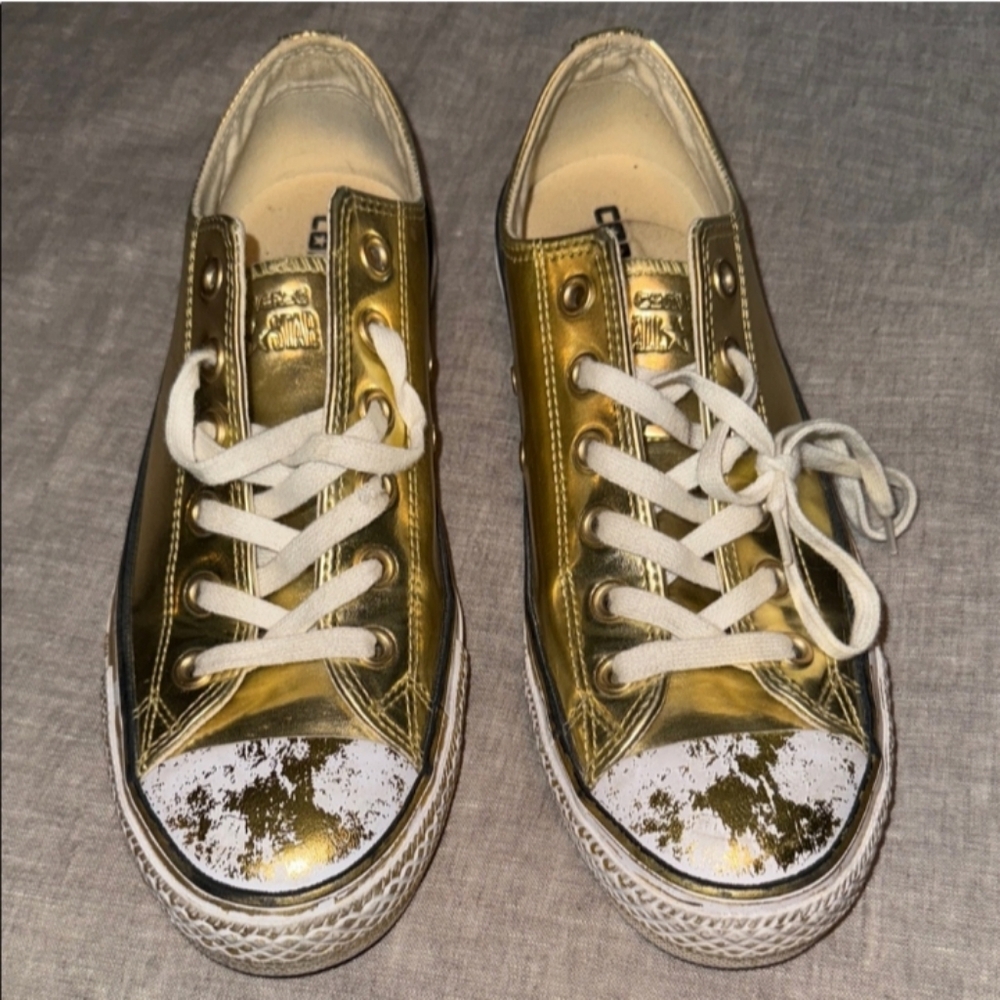 Rare Gold and White Metallic Converse Sneakers